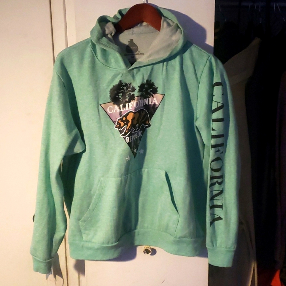 Men's aqua "California republic" hoodie